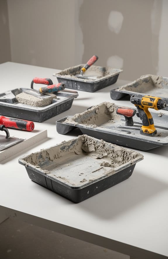 top drywall mud trays
