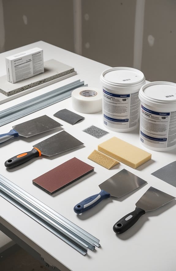 organize drywall repair supplies