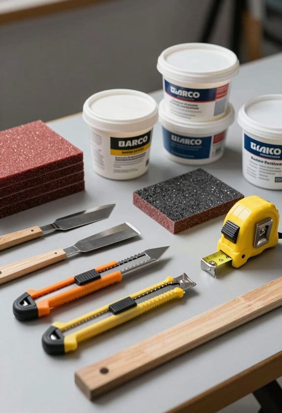 organize drywall repair tools