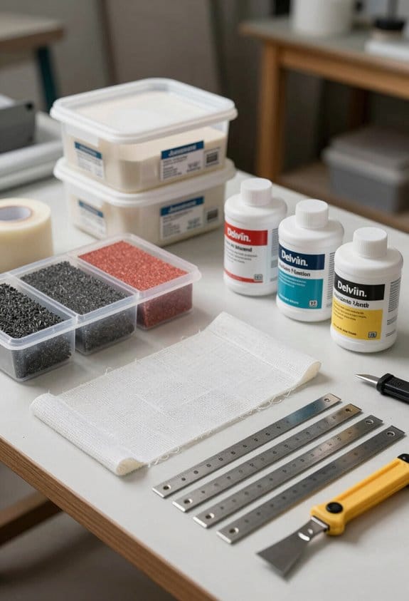 organized drywall repair supplies